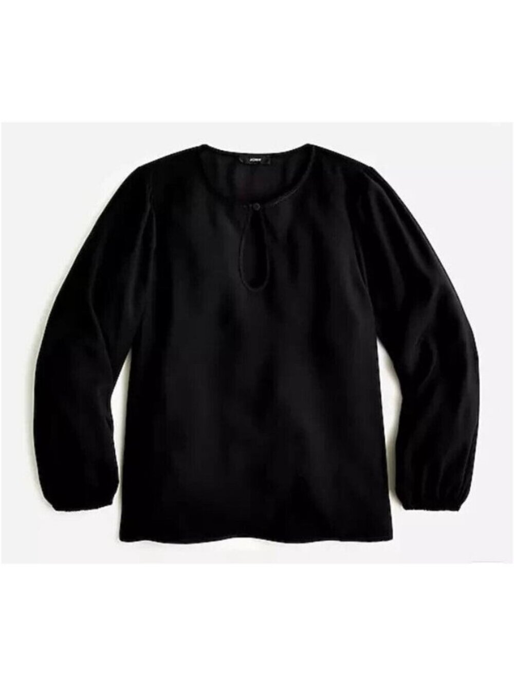 J. Crew Keyhole Puff Sleeve Drapey Crepe Blouse Black Sz XXS PETITE